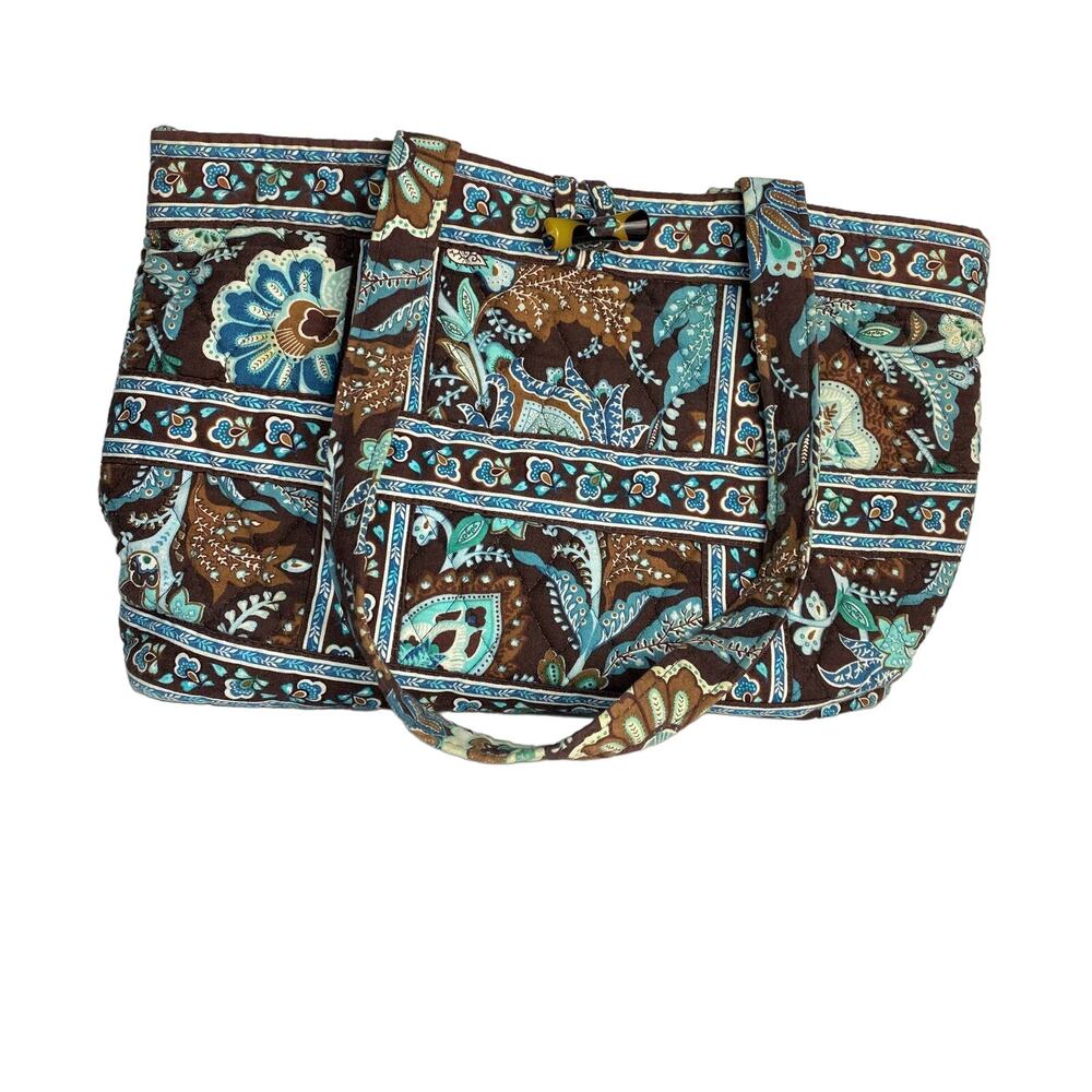 Vera Bradley Brown Aqua Paisley Quilted Tote